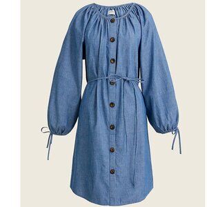 J. Crew Tie-sleeve button-front dress in chambray